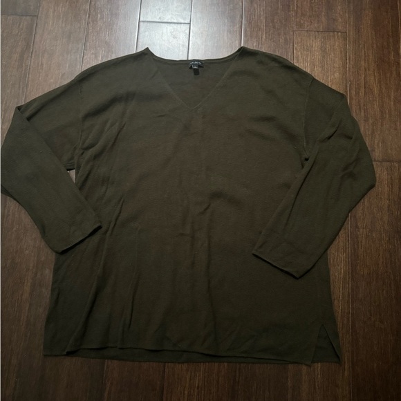Talbots Olive V-Neck Sweater - Picture 1 of 4